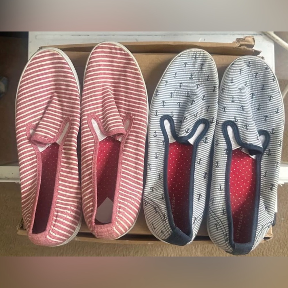 Striped and Anchor Slip-On Shoe Duo